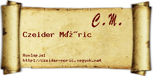 Czeider Móric névjegykártya